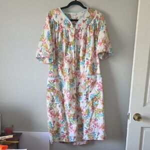 Simply Basic Vintage Lightweight Housecoat Robe W Snap Bottons & Pockets Sz 1X